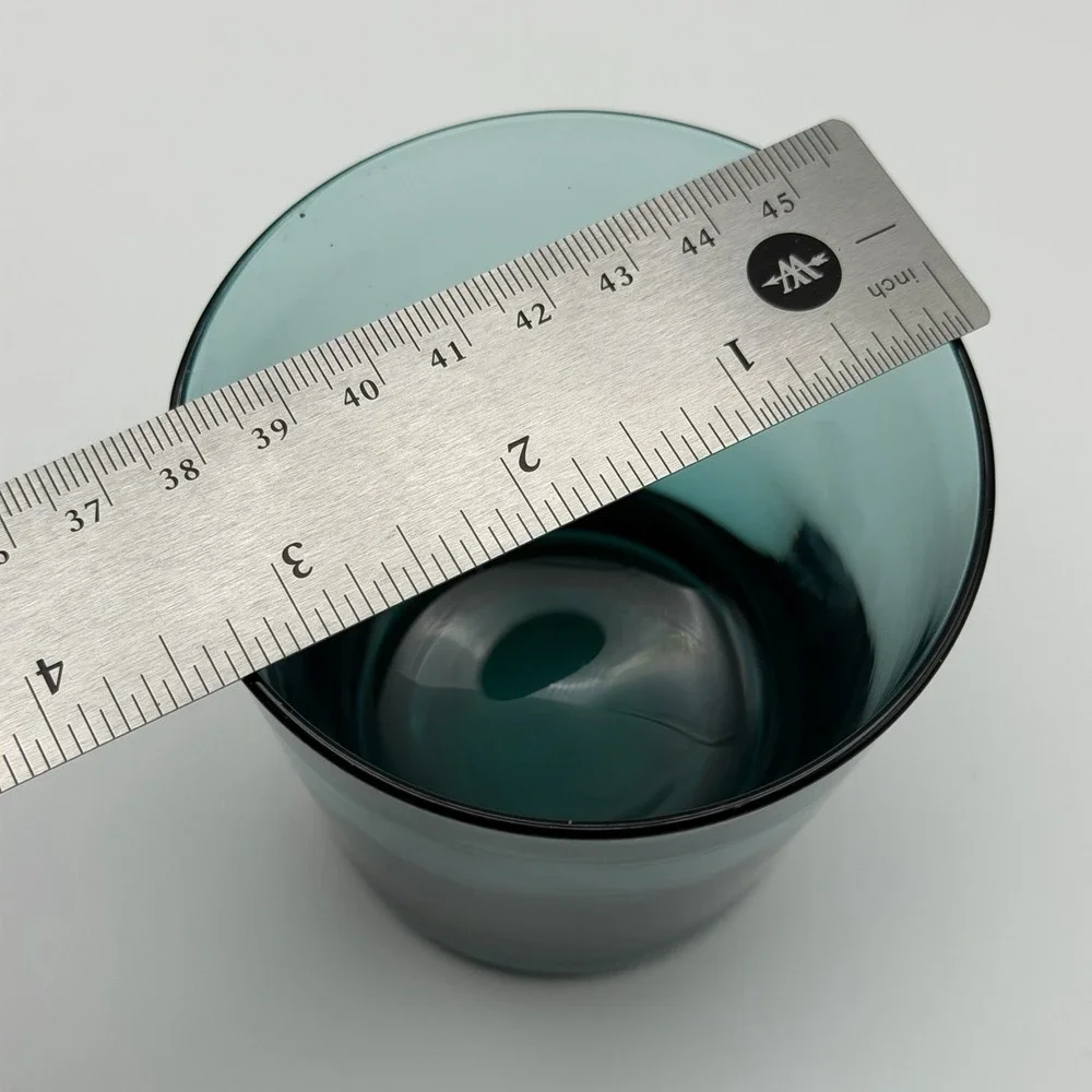 Set 3 Turquoise Teal Heavy Base Rocks Lowball Old Fashioned Glasses 3¼″ 70s Vtg
